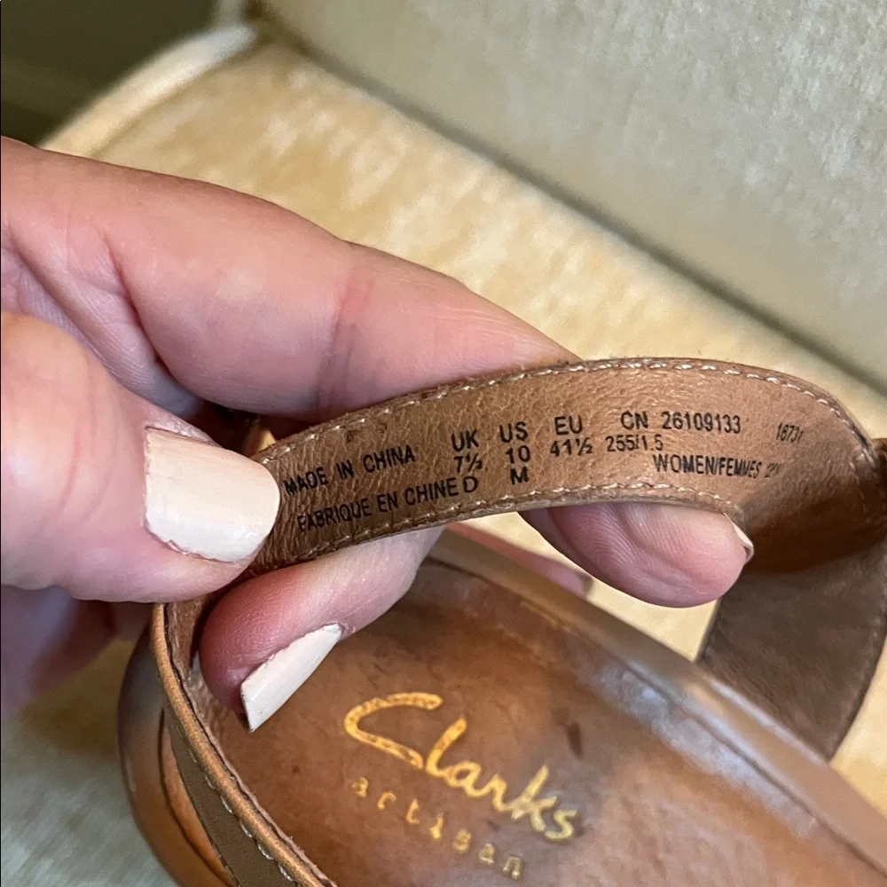 Clark’s Artistan Platform Wedge Sandals with Ankle Strap - Brown & - Picture 3 of 6